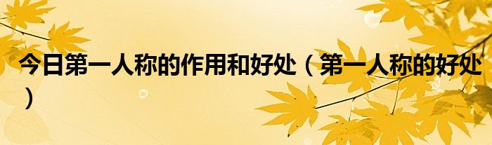今日第一人称的作用和好处（第一人称的好处）
