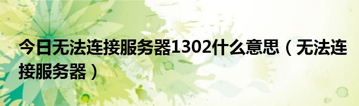 今日无法连接服务器1302什么意思（无法连接服务器）