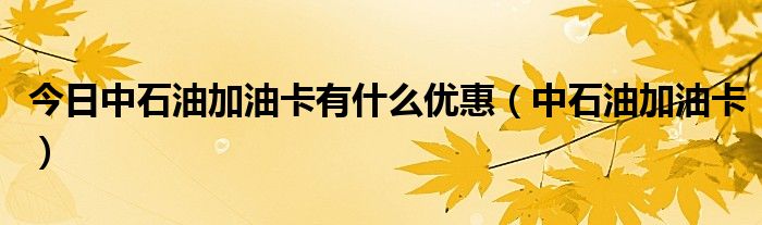 今日中石油加油卡有什么优惠（中石油加油卡）