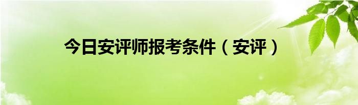今日安评师报考条件（安评）