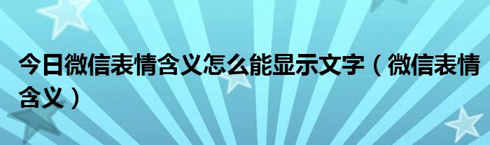 今日微信表情含义怎么能显示文字（微信表情含义）
