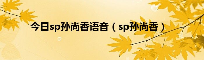 今日sp孙尚香语音（sp孙尚香）