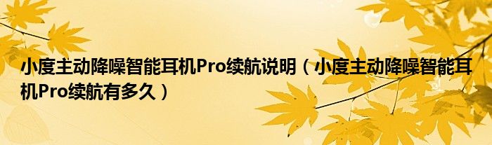 小度主动降噪智能耳机Pro续航说明（小度主动降噪智能耳机Pro续航有多久）