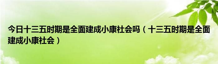 今日十三五时期是全面建成小康社会吗（十三五时期是全面建成小康社会）