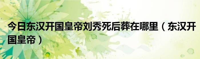 今日东汉开国皇帝刘秀死后葬在哪里（东汉开国皇帝）