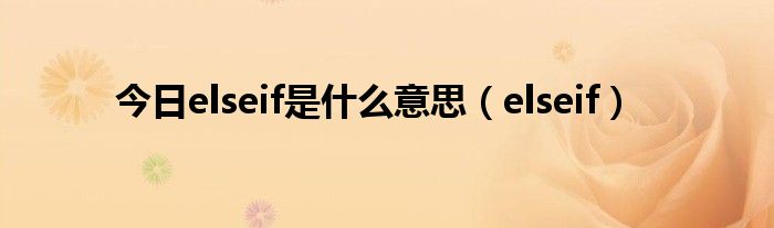 今日elseif是什么意思（elseif）