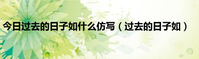 今日过去的日子如什么仿写（过去的日子如）