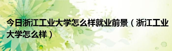 今日浙江工业大学怎么样就业前景（浙江工业大学怎么样）