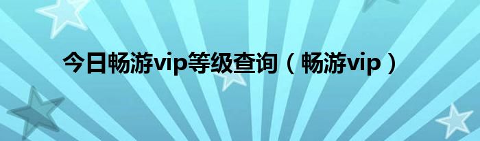 今日畅游vip等级查询（畅游vip）