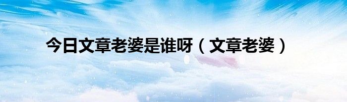今日文章老婆是谁呀（文章老婆）