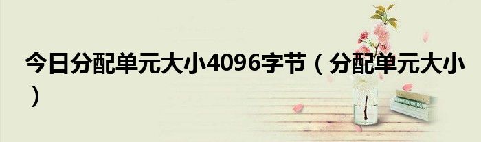 今日分配单元大小4096字节（分配单元大小）