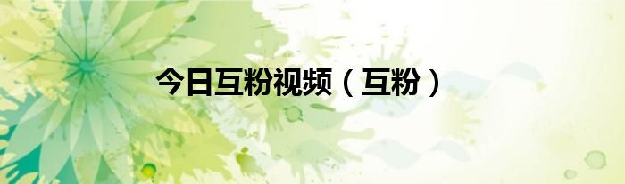 今日互粉视频（互粉）