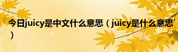今日juicy是中文什么意思（juicy是什么意思）
