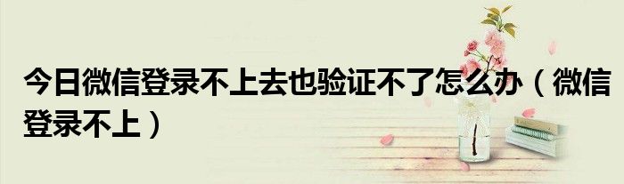 今日微信登录不上去也验证不了怎么办（微信登录不上）