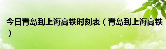 今日青岛到上海高铁时刻表（青岛到上海高铁）