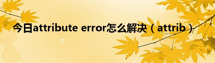 今日attribute error怎么解决（attrib）