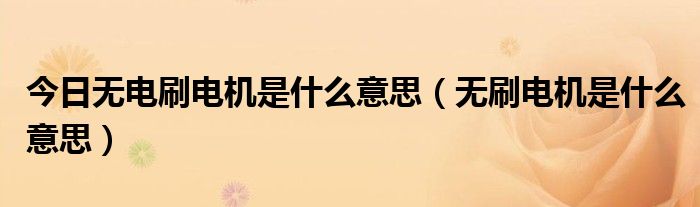 今日无电刷电机是什么意思（无刷电机是什么意思）
