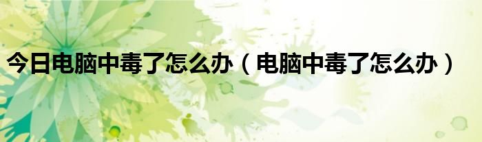 今日电脑中毒了怎么办（电脑中毒了怎么办）