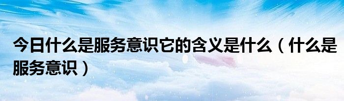 今日什么是服务意识它的含义是什么（什么是服务意识）