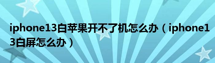 iphone13白苹果开不了机怎么办（iphone13白屏怎么办）