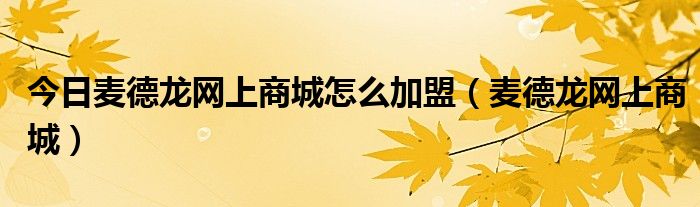今日麦德龙网上商城怎么加盟（麦德龙网上商城）