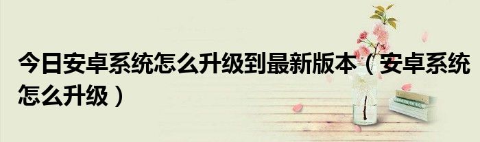 今日安卓系统怎么升级到最新版本（安卓系统怎么升级）