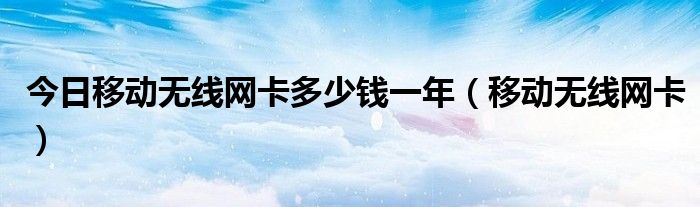 今日移动无线网卡多少钱一年（移动无线网卡）