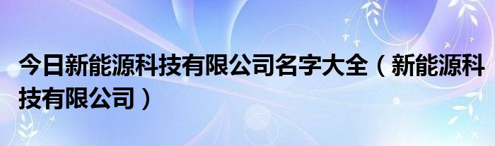 今日新能源科技有限公司名字大全（新能源科技有限公司）
