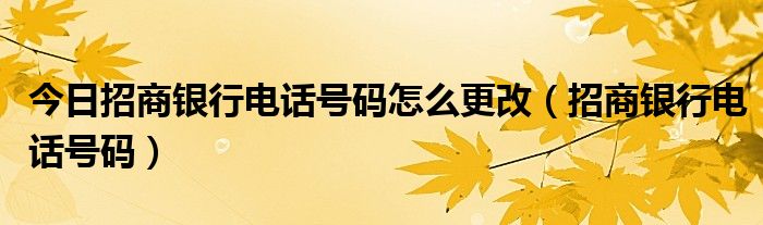 今日招商银行电话号码怎么更改（招商银行电话号码）