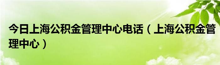 今日上海公积金管理中心电话（上海公积金管理中心）