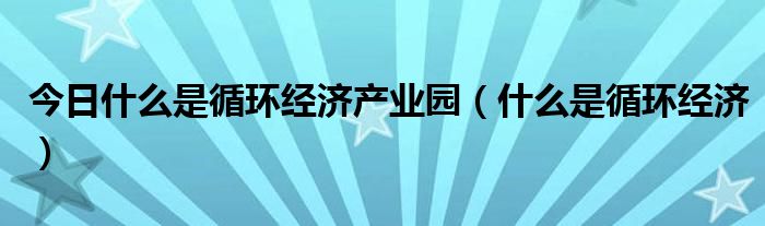 今日什么是循环经济产业园（什么是循环经济）