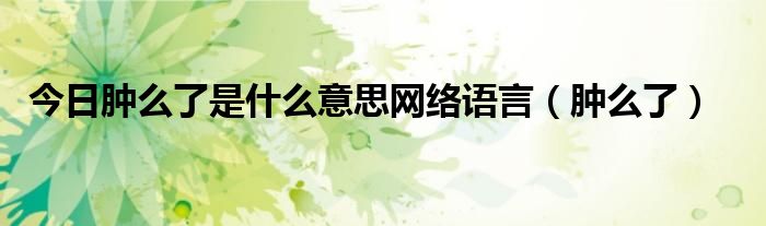 今日肿么了是什么意思网络语言（肿么了）