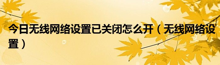 今日无线网络设置已关闭怎么开（无线网络设置）