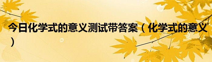 今日化学式的意义测试带答案（化学式的意义）