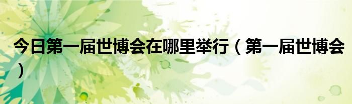 今日第一届世博会在哪里举行（第一届世博会）