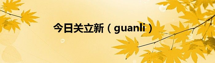 今日关立新（guanli）