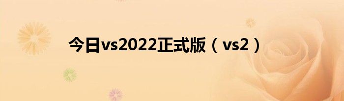 今日vs2022正式版（vs2）