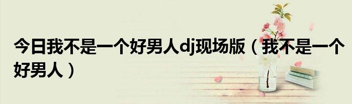 今日我不是一个好男人dj现场版（我不是一个好男人）