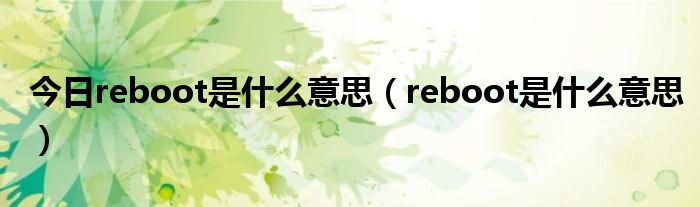 今日reboot是什么意思（reboot是什么意思）