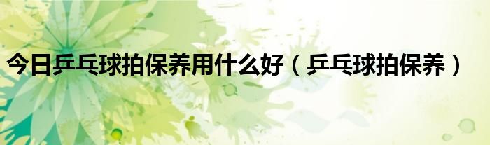 今日乒乓球拍保养用什么好（乒乓球拍保养）