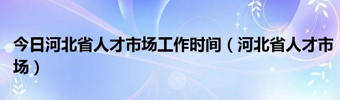 今日河北省人才市场工作时间（河北省人才市场）