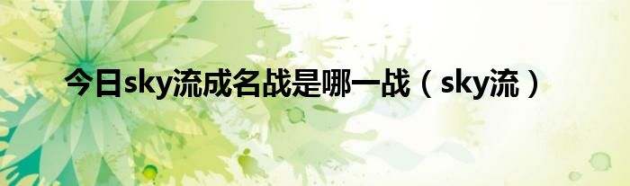今日sky流成名战是哪一战（sky流）