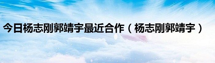 今日杨志刚郭靖宇最近合作（杨志刚郭靖宇）