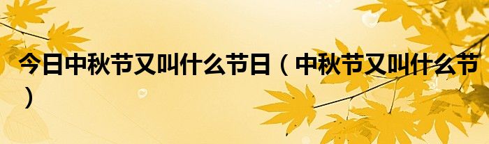 今日中秋节又叫什么节日（中秋节又叫什么节）