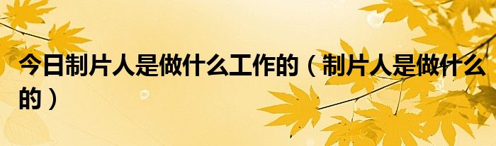今日制片人是做什么工作的（制片人是做什么的）