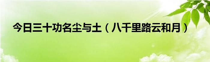 今日三十功名尘与土（八千里路云和月）