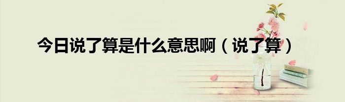 今日说了算是什么意思啊（说了算）