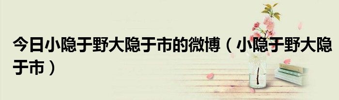 今日小隐于野大隐于市的微博（小隐于野大隐于市）