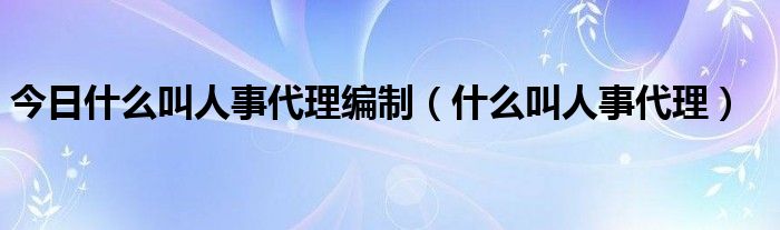 今日什么叫人事代理编制（什么叫人事代理）