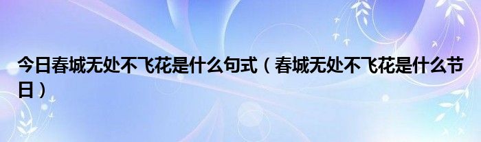 今日春城无处不飞花是什么句式（春城无处不飞花是什么节日）